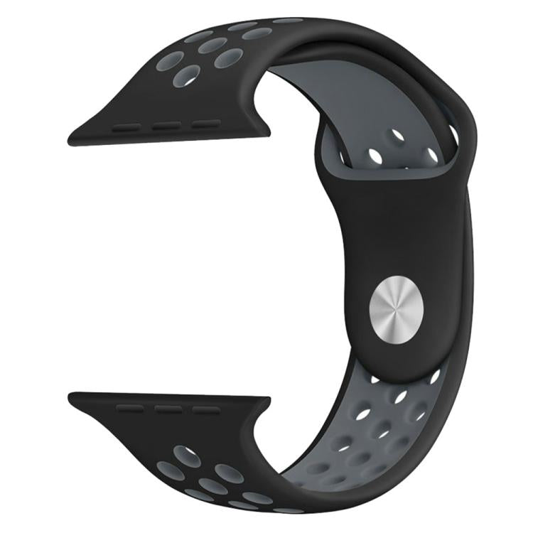 For Apple Watch 42mm / 41mm / 40mm / 38mm xDfind Two Color Silicone Sports Watch Band(Black Grey) by xDfind