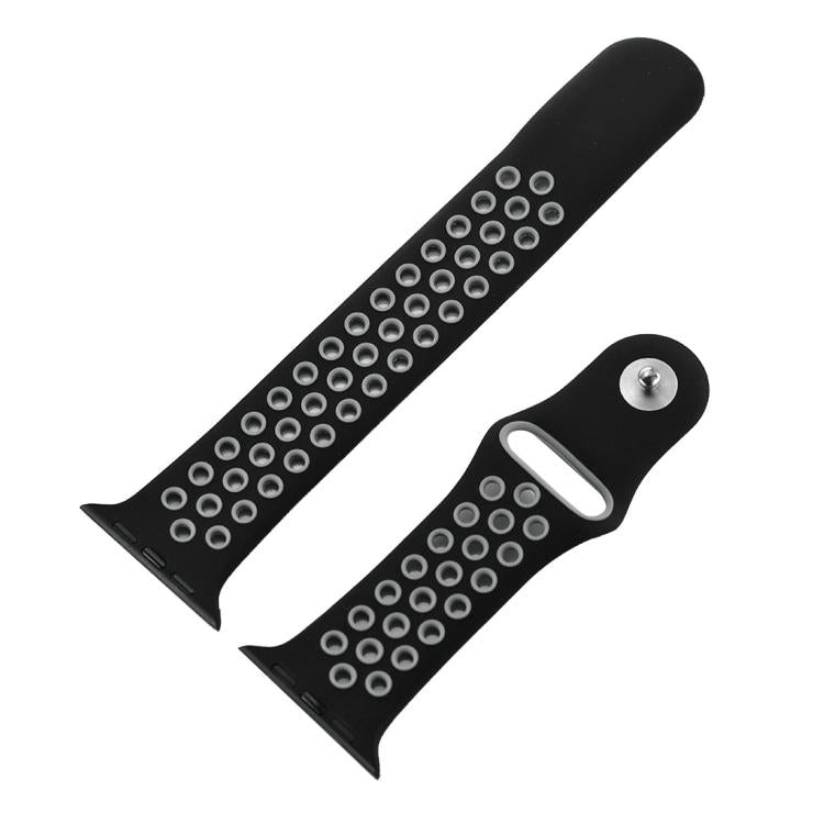 For Apple Watch 42mm / 41mm / 40mm / 38mm xDfind Two Color Silicone Sports Watch Band(Black Grey) by xDfind