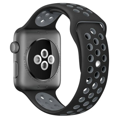 For Apple Watch 42mm / 41mm / 40mm / 38mm xDfind Two Color Silicone Sports Watch Band(Black Grey) by xDfind