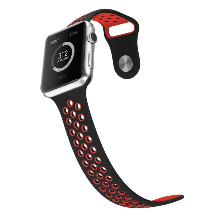 For Apple Watch 42mm / 41mm / 40mm / 38mm xDfind Two Color Silicone Sports Watch Band(Black Red) by xDfind