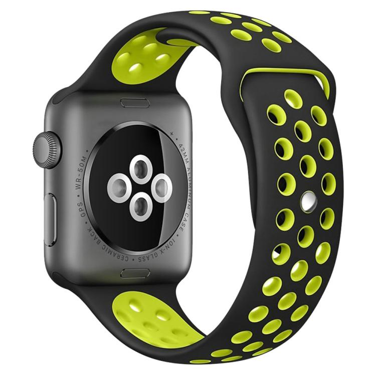 For Apple Watch 42mm / 41mm / 40mm / 38mm xDfind Two Color Silicone Sports Watch Band(Black Yellow) by xDfind