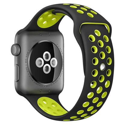 For Apple Watch 42mm / 41mm / 40mm / 38mm xDfind Two Color Silicone Sports Watch Band(Black Yellow) by xDfind