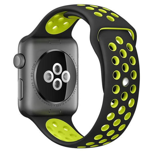 For Apple Watch 42mm / 41mm / 40mm / 38mm xDfind Two Color Silicone Sports Watch Band(Black Yellow) by xDfind
