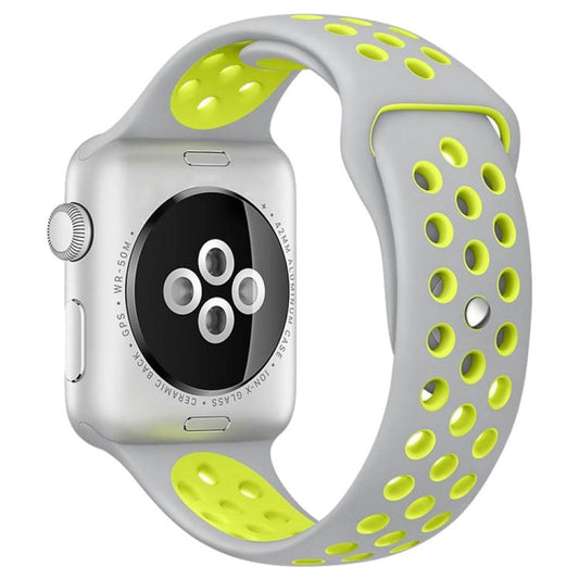 For Apple Watch 42mm / 41mm / 40mm / 38mm xDfind Two Color Silicone Sports Watch Band(Grey Yellow) by xDfind