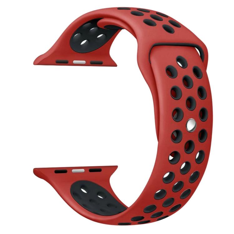 For Apple Watch 42mm / 41mm / 40mm / 38mm xDfind Two Color Silicone Sports Watch Band(Red Black) by xDfind