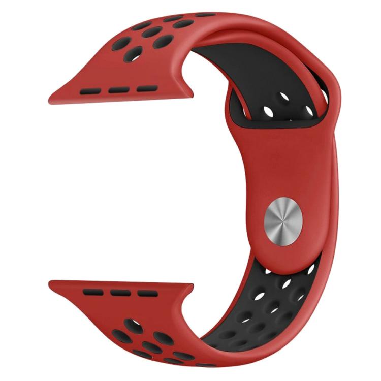 For Apple Watch 42mm / 41mm / 40mm / 38mm xDfind Two Color Silicone Sports Watch Band(Red Black) by xDfind