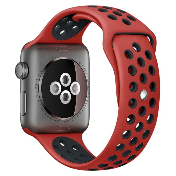 For Apple Watch 42mm / 41mm / 40mm / 38mm xDfind Two Color Silicone Sports Watch Band(Red Black) by xDfind
