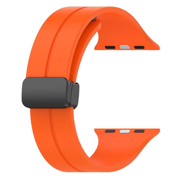 For Apple Watch 46mm / 49mm / 45mm / 44mm xDfind Solid Color Magnetic Buckle Silicone Watch Band(Orange) by xDfind