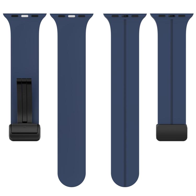For Apple Watch 46mm / 49mm / 45mm / 44mm xDfind Solid Color Magnetic Buckle Silicone Watch Band(Midnight Blue) by xDfind