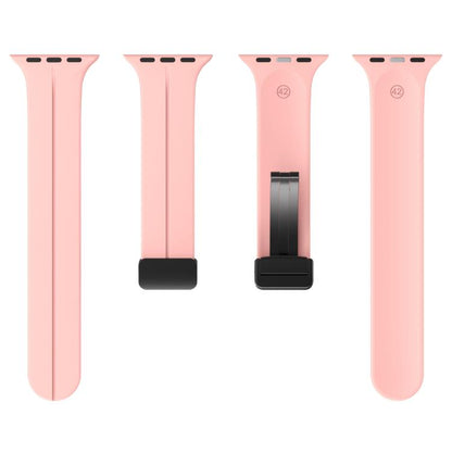 For Apple Watch 46mm / 49mm / 45mm / 44mm xDfind Solid Color Magnetic Buckle Silicone Watch Band(Pink) by xDfind