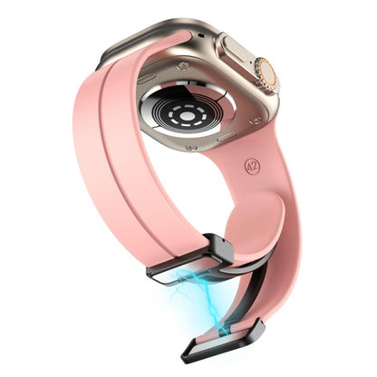 For Apple Watch 46mm / 49mm / 45mm / 44mm xDfind Solid Color Magnetic Buckle Silicone Watch Band(Pink) by xDfind