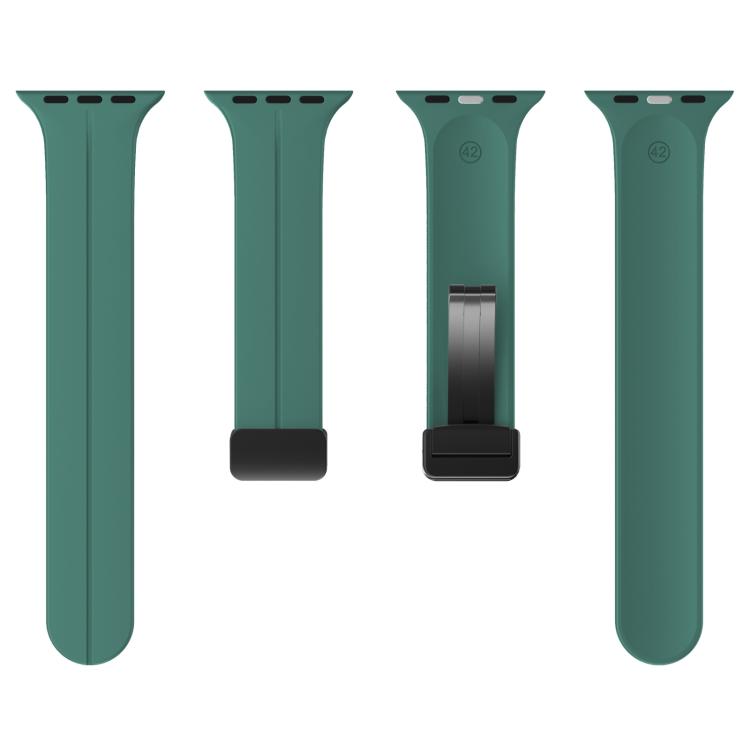 For Apple Watch 46mm / 49mm / 45mm / 44mm xDfind Solid Color Magnetic Buckle Silicone Watch Band(Clover Green) by xDfind