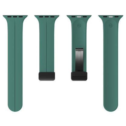 For Apple Watch 46mm / 49mm / 45mm / 44mm xDfind Solid Color Magnetic Buckle Silicone Watch Band(Clover Green) by xDfind