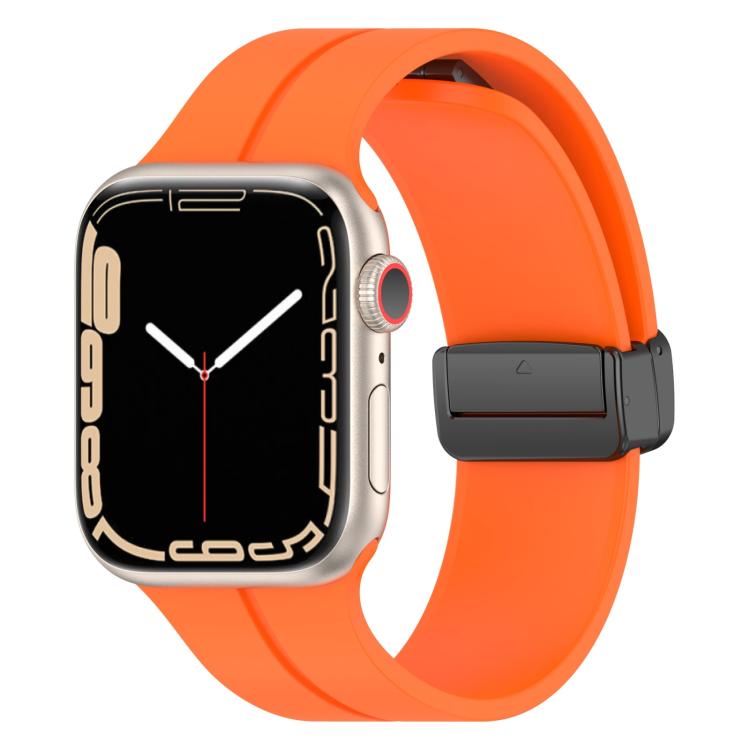 For Apple Watch 42mm / 41mm / 40mm / 38mm xDfind Solid Color Magnetic Buckle Silicone Watch Band(Orange) by xDfind