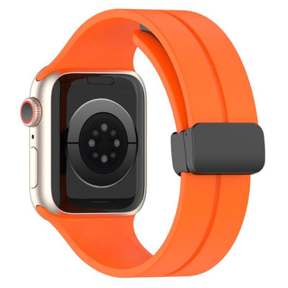For Apple Watch 42mm / 41mm / 40mm / 38mm xDfind Solid Color Magnetic Buckle Silicone Watch Band(Orange) by xDfind