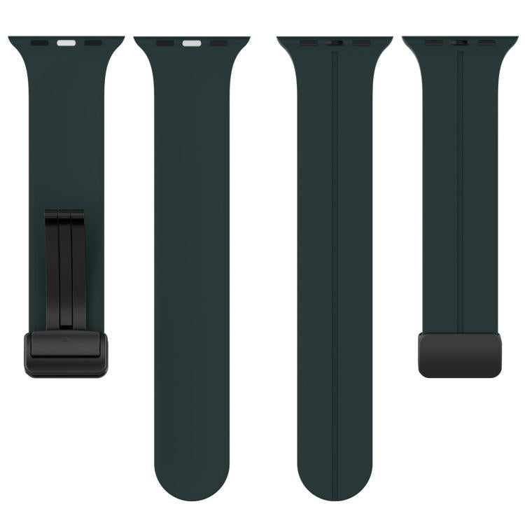 For Apple Watch 42mm / 41mm / 40mm / 38mm xDfind Solid Color Magnetic Buckle Silicone Watch Band(Pine Green) by xDfind
