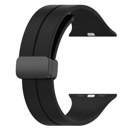 For Apple Watch 42mm / 41mm / 40mm / 38mm xDfind Solid Color Magnetic Buckle Silicone Watch Band(Black) by xDfind