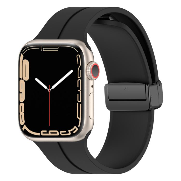 For Apple Watch 42mm / 41mm / 40mm / 38mm xDfind Solid Color Magnetic Buckle Silicone Watch Band(Black) by xDfind