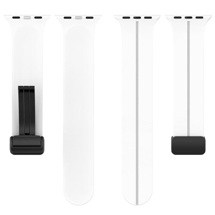For Apple Watch 42mm / 41mm / 40mm / 38mm xDfind Solid Color Magnetic Buckle Silicone Watch Band(White) by xDfind