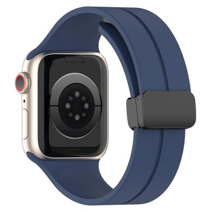 For Apple Watch 42mm / 41mm / 40mm / 38mm xDfind Solid Color Magnetic Buckle Silicone Watch Band(Midnight Blue) by xDfind