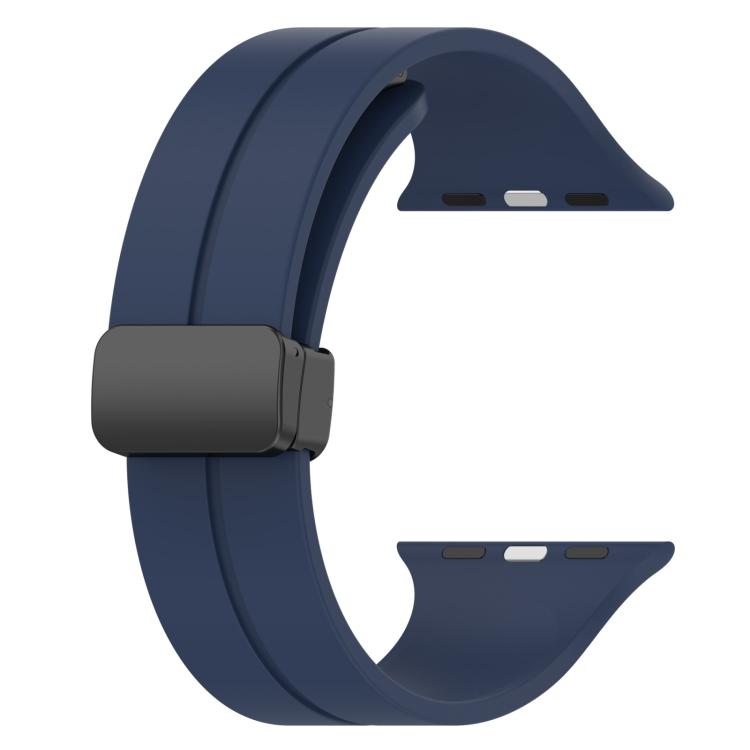 For Apple Watch 42mm / 41mm / 40mm / 38mm xDfind Solid Color Magnetic Buckle Silicone Watch Band(Midnight Blue) by xDfind