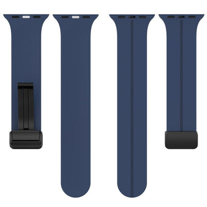 For Apple Watch 42mm / 41mm / 40mm / 38mm xDfind Solid Color Magnetic Buckle Silicone Watch Band(Midnight Blue) by xDfind