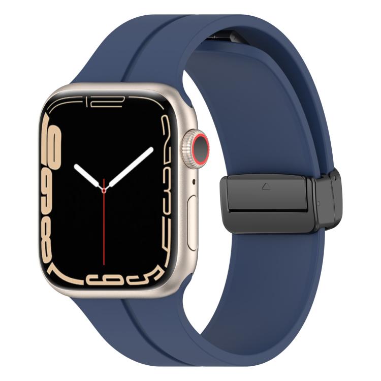 For Apple Watch 42mm / 41mm / 40mm / 38mm xDfind Solid Color Magnetic Buckle Silicone Watch Band(Midnight Blue) by xDfind