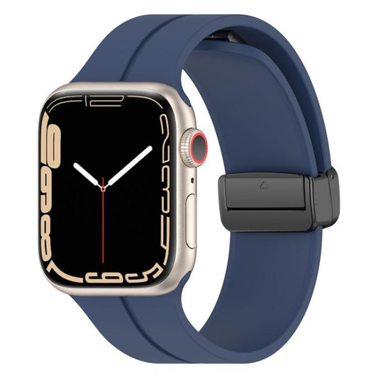 For Apple Watch 42mm / 41mm / 40mm / 38mm xDfind Solid Color Magnetic Buckle Silicone Watch Band(Midnight Blue) by xDfind