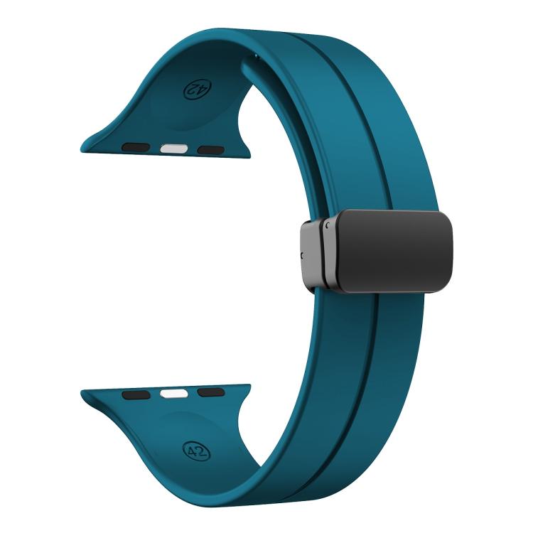 For Apple Watch 42mm / 41mm / 40mm / 38mm xDfind Solid Color Magnetic Buckle Silicone Watch Band(Cyan) by xDfind