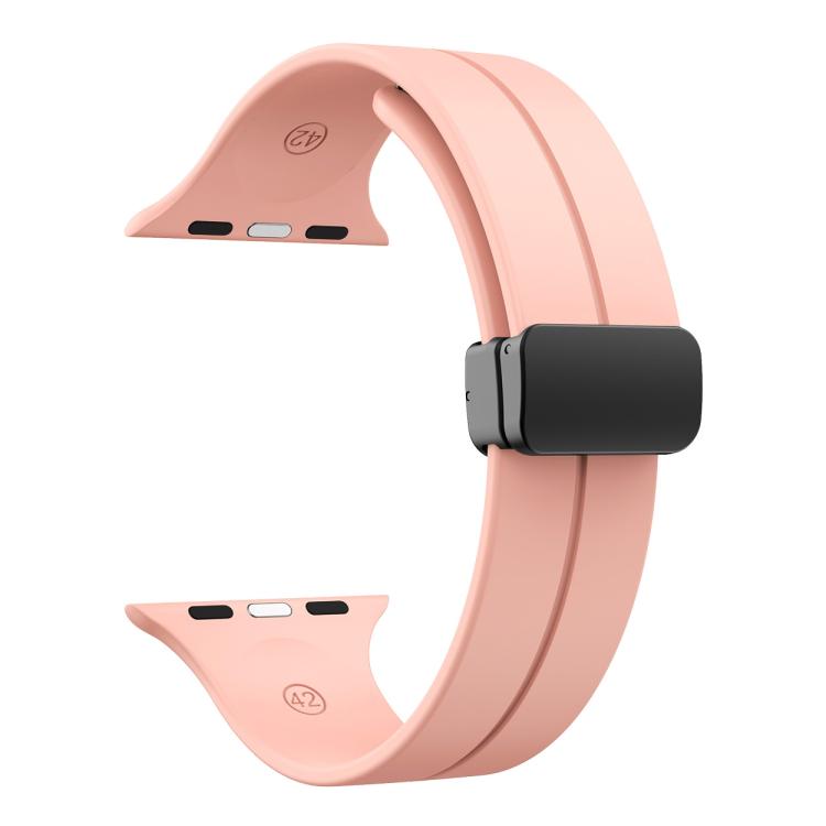 For Apple Watch 42mm / 41mm / 40mm / 38mm xDfind Solid Color Magnetic Buckle Silicone Watch Band(Pink) by xDfind