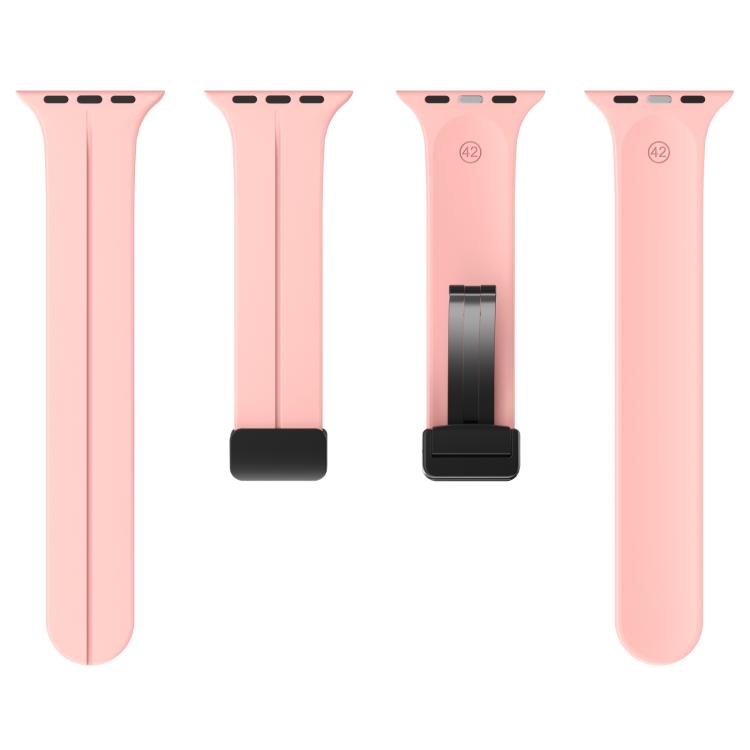For Apple Watch 42mm / 41mm / 40mm / 38mm xDfind Solid Color Magnetic Buckle Silicone Watch Band(Pink) by xDfind