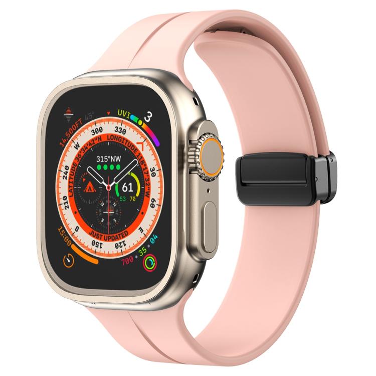 For Apple Watch 42mm / 41mm / 40mm / 38mm xDfind Solid Color Magnetic Buckle Silicone Watch Band(Pink) by xDfind