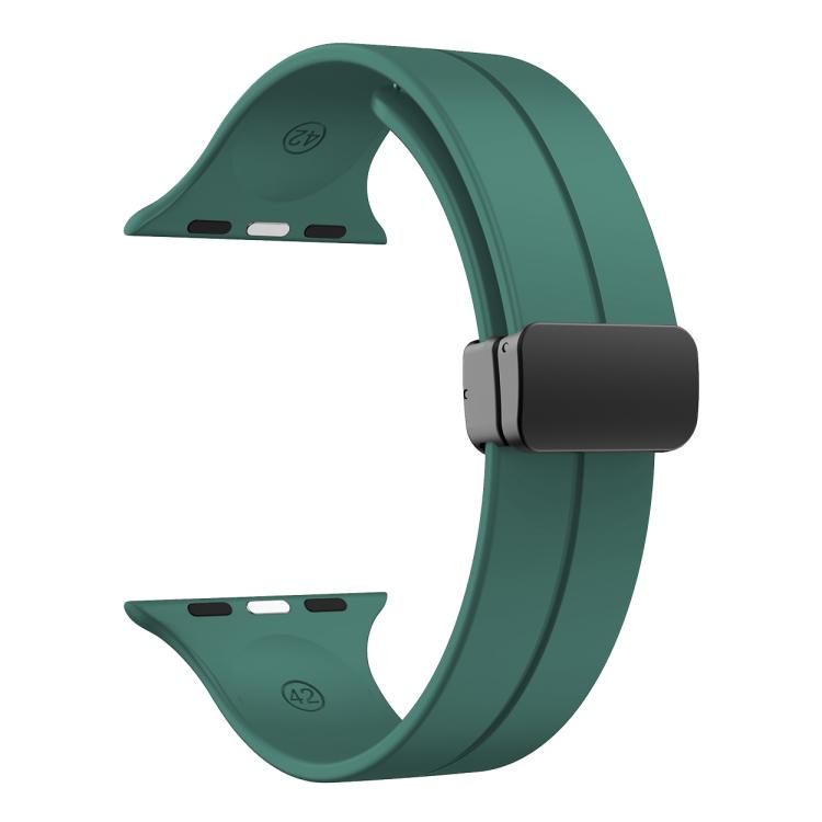 For Apple Watch 42mm / 41mm / 40mm / 38mm xDfind Solid Color Magnetic Buckle Silicone Watch Band(Clover Green) by xDfind