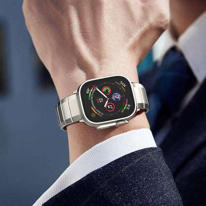 For Apple Watch 46mm / 49mm / 45mm / 44mm One-Bead Pure Titanium Buckle Watch Band(Black) by bashfashion