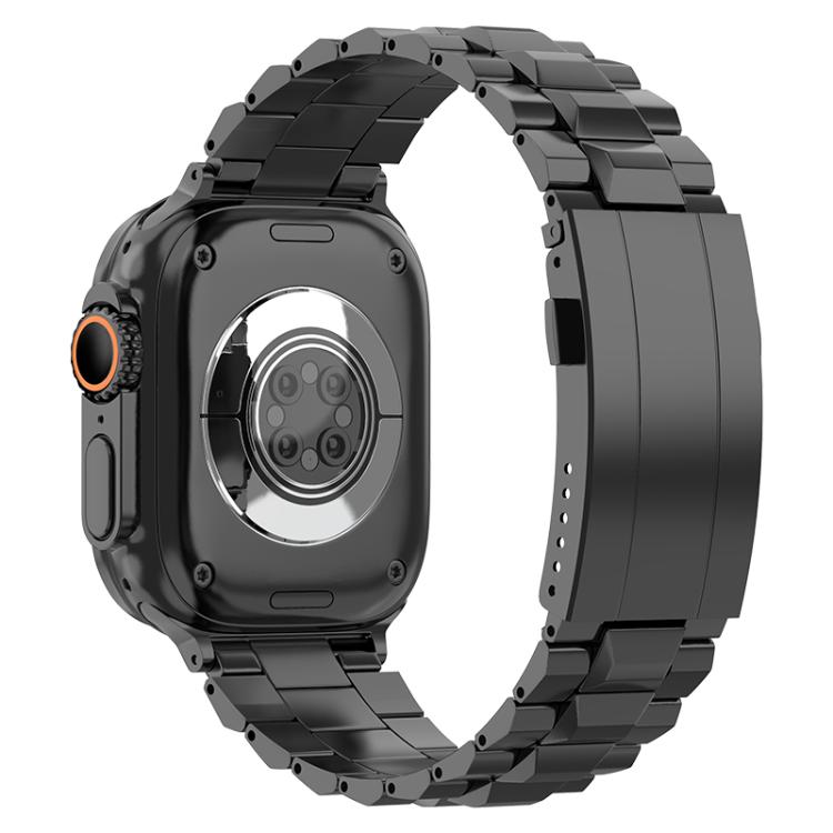 For Apple Watch 46mm / 49mm / 45mm / 44mm T-shaped Turtle Buckle Detachable Titanium Watch Band(Black) by bashfashion