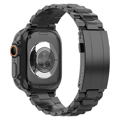 For Apple Watch 46mm / 49mm / 45mm / 44mm T-shaped Turtle Buckle Detachable Titanium Watch Band(Black) by bashfashion