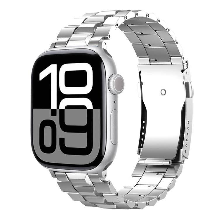 For Apple Watch 42mm / 41mm / 40mm / 38mm T-shaped Turtle Buckle Detachable Titanium Watch Band(Silver) by bashfashion