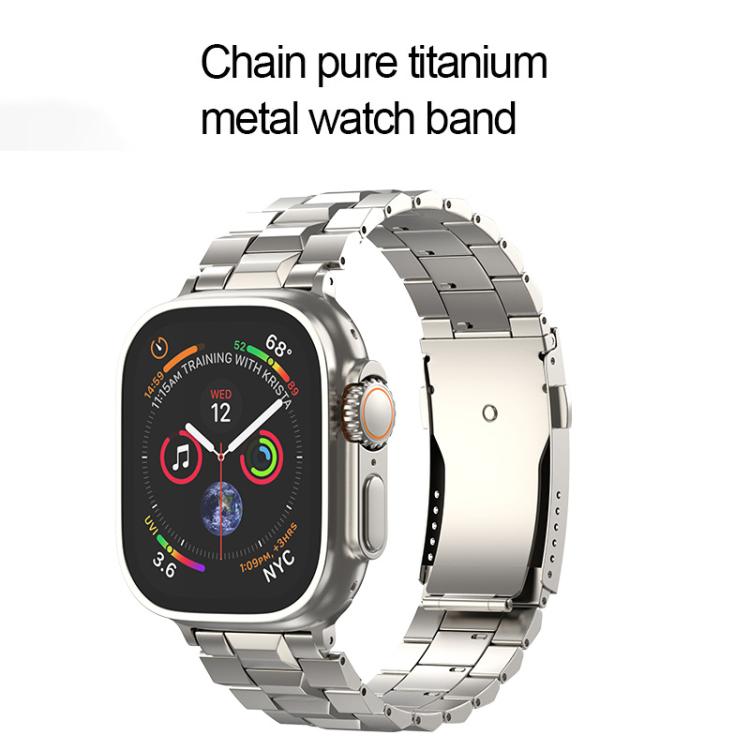 For Apple Watch 42mm / 41mm / 40mm / 38mm T-shaped Turtle Buckle Detachable Titanium Watch Band(Silver) by bashfashion
