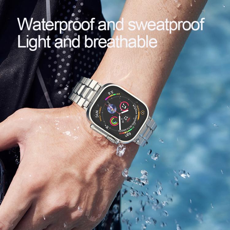 For Apple Watch 42mm / 41mm / 40mm / 38mm T-shaped Turtle Buckle Detachable Titanium Watch Band(Silver) by bashfashion