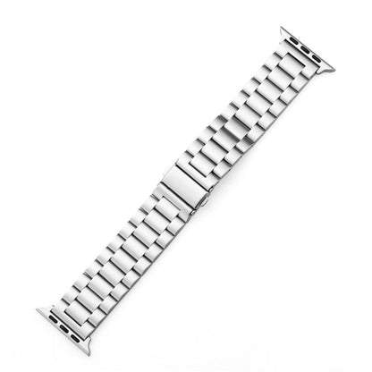 For Apple Watch 46mm / 49mm / 45mm / 44mm xDfind Three Beads Fold Buckle Stainless Steel Watch Band(Silver) by xDfind