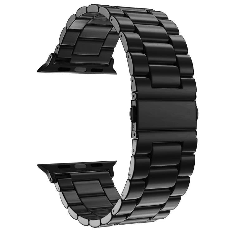 For Apple Watch 42mm / 41mm / 40mm / 38mm xDfind Three Beads Fold Buckle Stainless Steel Watch Band(Black) by xDfind