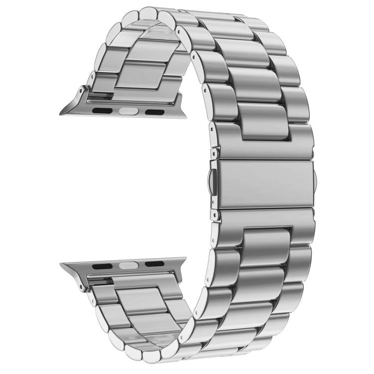 For Apple Watch 42mm / 41mm / 40mm / 38mm xDfind Three Beads Fold Buckle Stainless Steel Watch Band(Silver) by xDfind