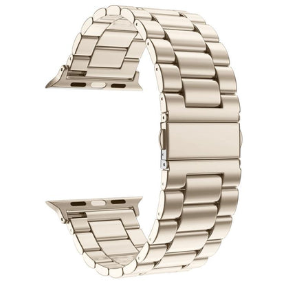 For Apple Watch 42mm / 41mm / 40mm / 38mm xDfind Three Beads Fold Buckle Stainless Steel Watch Band(Starlight) by xDfind