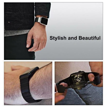 For Apple Watch 46mm / 49mm / 45mm / 44mm xDfind One Bead Stainless Steel Watch Band(Black) by xDfind