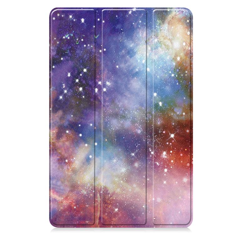 For Samsung Galaxy Tab S10 FE+ Custer Painted 3-Fold Holder Smart Leather Tablet Case(Milky Way Nebula) by bashfashion