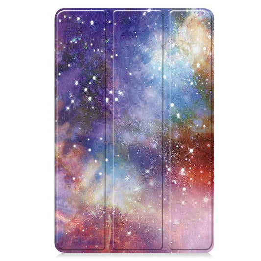 For Samsung Galaxy Tab S10 FE+ Custer Painted 3-Fold Holder Smart Leather Tablet Case(Milky Way Nebula) by bashfashion