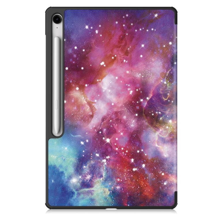 For Samsung Galaxy Tab S10 FE+ Custer Painted 3-Fold Holder Smart Leather Tablet Case(Milky Way Nebula) by bashfashion