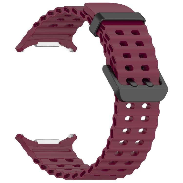 For Samsung Galaxy Watch Ultra 47mm / Ultra 2025 xDfind Ocean Hole Dual Buckle Silicone Watch Band(Wine Red) by xDfind