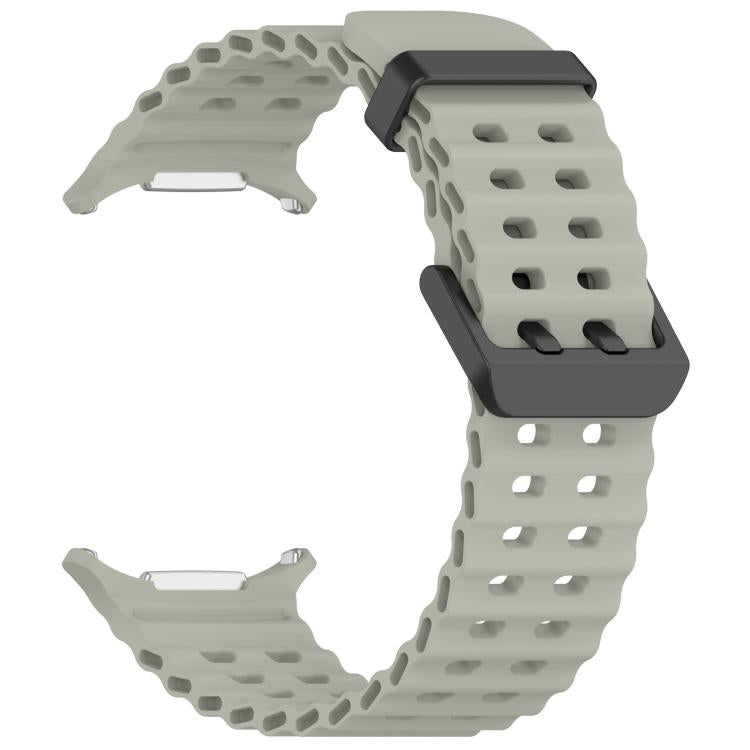 For Samsung Galaxy Watch Ultra 47mm / Ultra 2025 xDfind Ocean Hole Dual Buckle Silicone Watch Band(Gray Green) by xDfind