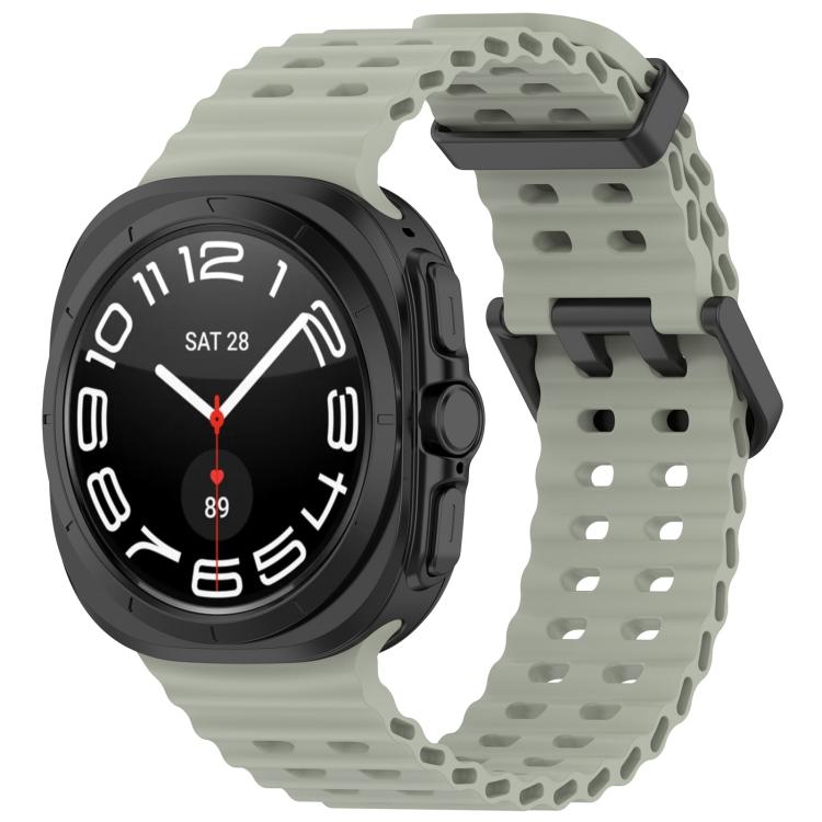 For Samsung Galaxy Watch Ultra 47mm / Ultra 2025 xDfind Ocean Hole Dual Buckle Silicone Watch Band(Gray Green) by xDfind